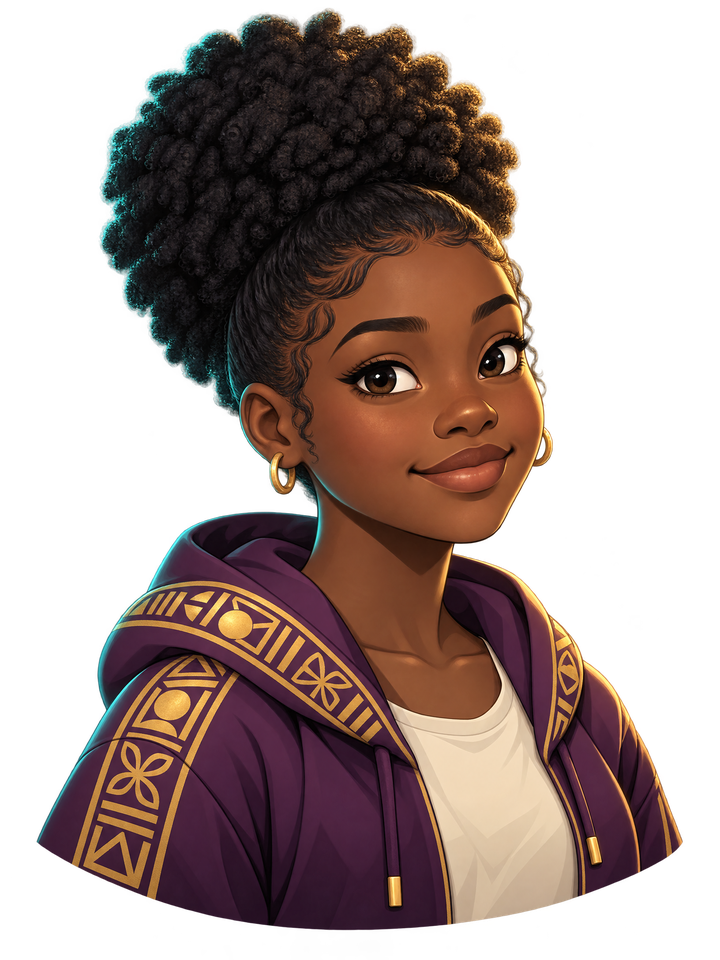 Zuri with an afro puff